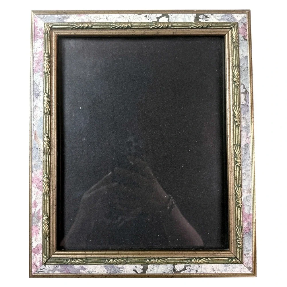 Vintage Grandmillennial Picture Frame 8x10 Gold Pink Marble Regencycore Decor